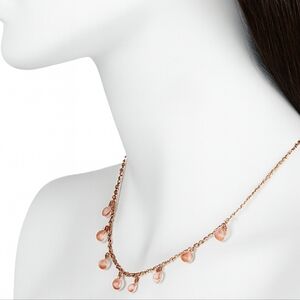 Women’s Ballet Gold Chain Necklace with Salmon Pink Crystal Charms – Statement